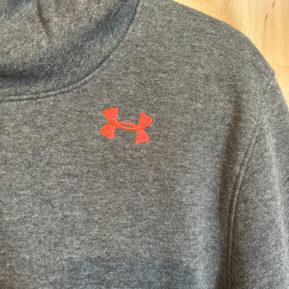UA Under Armour Cotton Funnel Neck Hooded Pullover Sweatshirt S Charcoal 1331725 - Picture 2 of 6